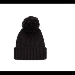 Rib-Knit & Faux Fur Pom-Pom Beanie